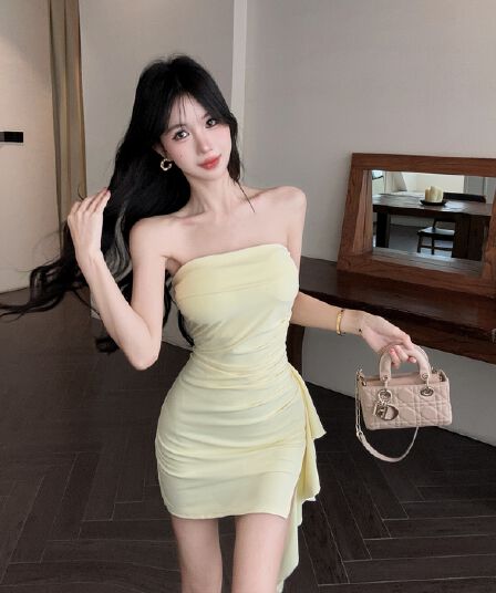 실사 순수한 욕망 섹시함 쇼트 스타일 타이트 스커트 미니 스커트 프랑스식 아름다운 여름 디자인 센스 품격 튜브탑