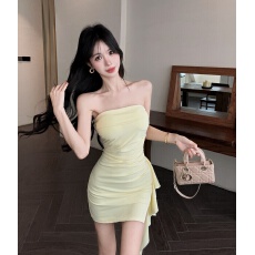 批发 实拍纯欲性感短款包臀裙短裙法式绝美夏季设计感气质抹胸