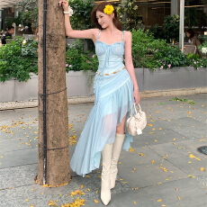 批发法式漂亮独特超好看抹胸收腰修身<b class='q'>长裙</b>温柔风气质<b class='q'>连衣裙</b>2025年夏季