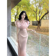 批发实拍春夏新款气质薄纱褶皱系带罩衫+吊带裙连衣裙两件套