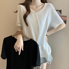 批发大码2025夏季新款胖MM设计感不规则小众褶皱正肩遮肚显瘦百搭<b class='q'>T</b><b class='q'>血</b>