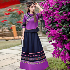 批发春夏新款女装少数民族风广西三月三演出贵州云南旅拍壮族服装套装