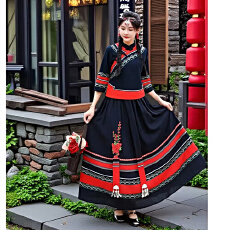 批发新款云南女装两件套春夏新品民族风宽松苗族套装广西三月三套装