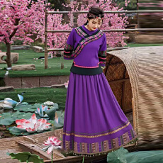 批发春夏新款女装少数民族风广西三月三演出旅拍布依族服装套装两件套