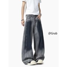 批发秋季复古渐变色大翻领套装男美式高街小众设计感水洗<b class='q'>牛仔</b>西装阔腿