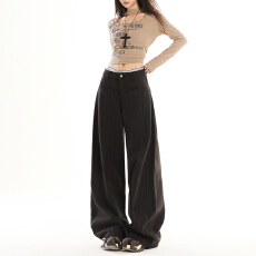 批发实拍阔腿牛仔裤女早春百搭<b class='q'>新款</b>中性高腰<b class='q'>情侣</b><b class='q'>宽松</b>慵懒垂感直筒裤子