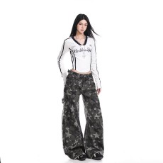 批发美式星星设计长裤男女新款秋冬高腰宽松直筒休闲宽松显瘦牛仔裤潮