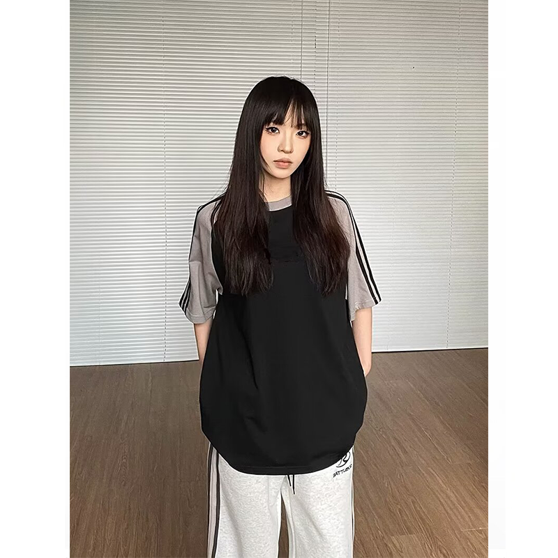 아메리칸 5 점 소매 여름 새로운 반팔 티셔츠 남자 트렌드 ins 다용도 청소년 루즈핏 반소매 여성 티셔츠