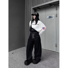 批发夏季新款美式牛仔<b class='q'>裤</b>男女高街<b class='q'>嘻哈</b> ins 潮痞帅宽松潮流长<b class='q'>裤</b>