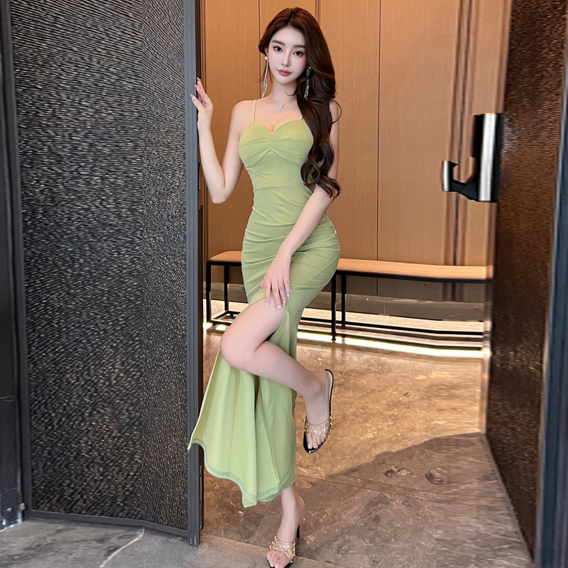 FA34666# 新款性感修身显瘦包臀开叉长裙礼服夜场女装连衣裙 服裝批發女裝批發服飾貨源