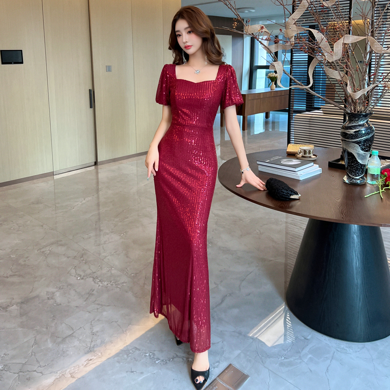 RY2697# 实拍+视频 法式晚礼服高端轻奢小众亮片连衣裙鱼尾礼服