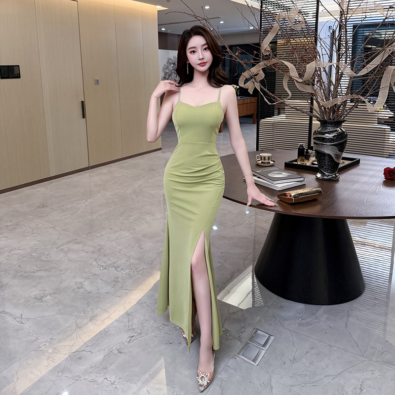 BY29348# 新款性感夜总店吊带长裙养生会所晚礼服连衣裙  服裝批發女裝批發服飾貨源