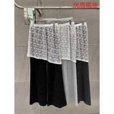 批发欧洲站高腰蕾丝拼接微喇<b class='q'>裤</b>2026年春<b class='q'>宽松</b>休闲喇叭<b class='q'>裤</b><b class='q'>两件</b>叠穿潮