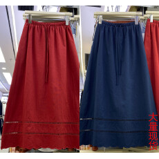 批发新款韩版时尚设计感高腰半身裙女下摆镂空拼接A字气质中<b class='q'>长裙</b>