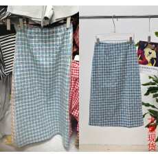 批发韩国代购东大门<b class='q'>正品</b><b class='q'>女装</b>2026春时尚格子爱心高腰直筒半身裙