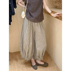 批发实拍巨藏肉 新款百搭花边阔腿<b class='q'>裤</b><b class='q'>夏新</b>款长<b class='q'>裤</b>日系<b class='q'>显瘦</b>格子休闲<b class='q'>裤</b>
