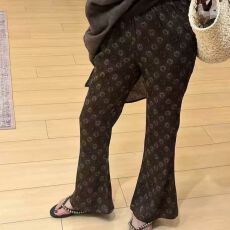 批发 韩国东大门新款时尚薄料小鸡腿显瘦印花晕染微喇松紧腰九分裤