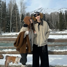 批发情侣毛呢加棉外套棉袄