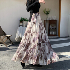 批发油画<b class='q'>雪纺</b>碎花半身裙女2026新款春夏高腰飘逸大摆a字蛋糕裙碎花裙