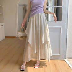 批发不规则蕾丝<b class='q'>半身裙</b>2026春季新款韩系度假风穿搭百搭裙子女