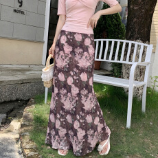 批发老钱风腰果印花半身裙女夏季<b class='q'>新款</b>高腰显瘦垂感百搭休闲A字裙<b class='q'>长裙</b>