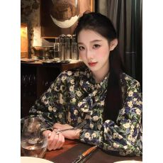 批发法式慵懒风<b class='q'>碎花</b>长袖<b class='q'>衬衫</b>女2025早秋季新款设计感小众独特别致上衣