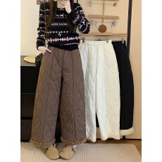 批发实拍新款大码防风防水<b class='q'>秋</b>冬九分羽绒棉裤子抗寒保暖直筒阔腿裤