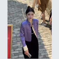 批发秋冬新中式女立领国风提花百搭短外套长袖气质上衣黑色<b class='q'>丝绒</b><b class='q'>连衣裙</b>