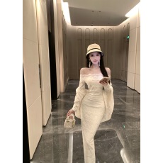 批发【模特实拍】新款气质法式一字肩<b class='q'>蕾丝</b>收腰连衣裙+百搭披肩