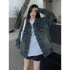 批发2025春秋美式<b class='q'>街头</b>水洗复古蓝牛仔外套男女百搭情侣夹克潮