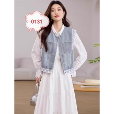 批发圆领<b class='q'>牛仔</b><b class='q'>马甲</b>女款<b class='q'>背心</b>蕾丝无袖外搭薄款<b class='q'>马夹</b>2026春夏新款