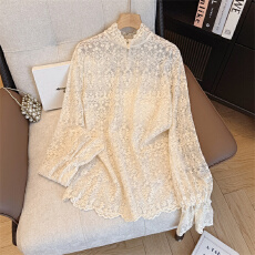 批发实拍大码女装<b class='q'>春</b>蕾丝衬衫高级感名媛时尚洋气小众别致法式长袖上衣