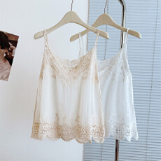 批发实拍<b class='q'>大码</b>女泰式独特宽松棉麻小吊带背心夏季镂空钩花内搭无袖上衣