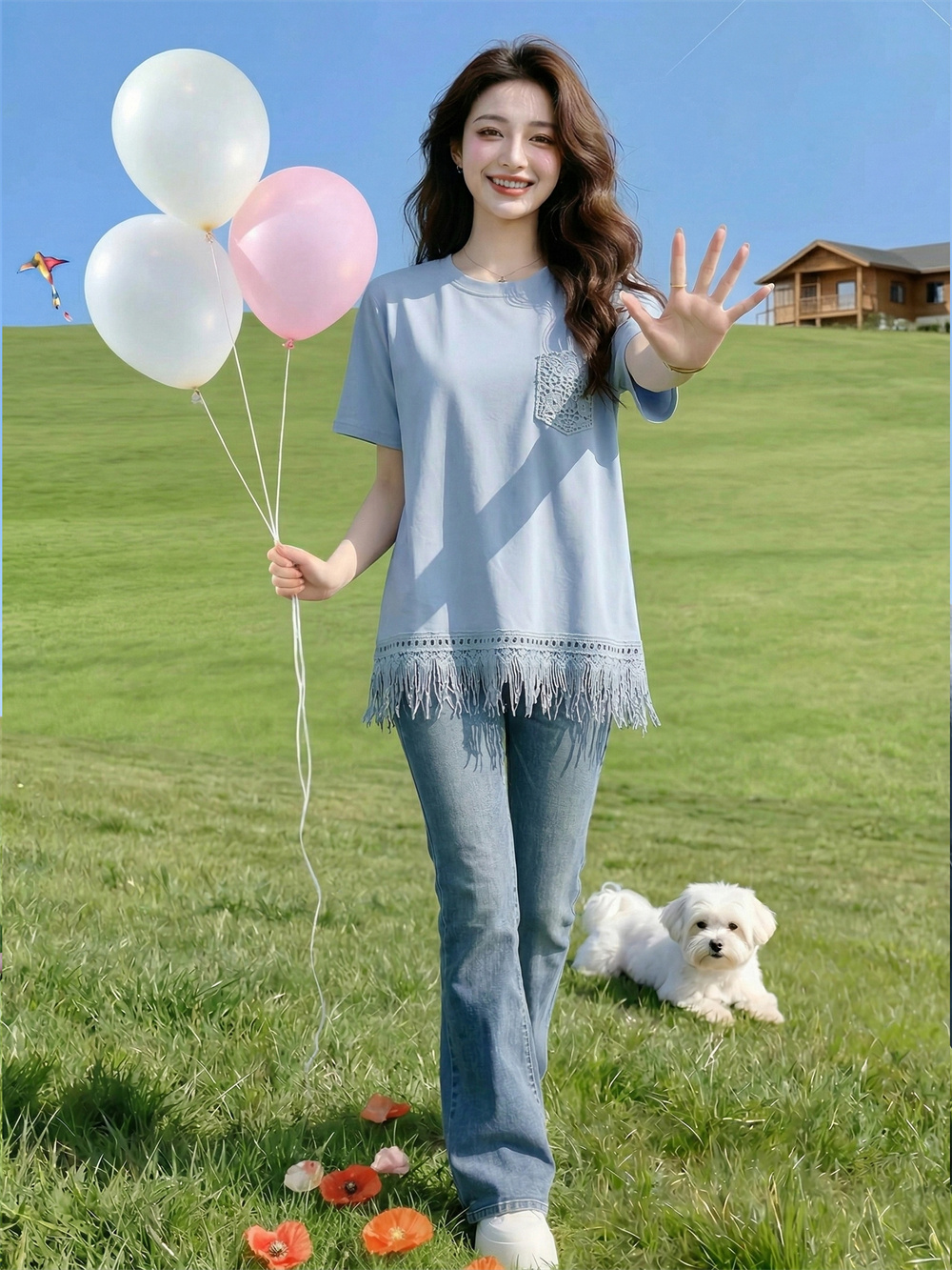 실사 여름 유럽 상품 새로운 빅 사이즈 여성 의류 지방 mm 반팔 라운드 넥 티셔츠 착용 가져 가라. 패션 슬림해 보이는 맨위