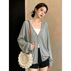 批发实拍<b class='q'>大码</b><b class='q'>女装</b>新款轻薄宽松百搭垂感<b class='q'>长袖</b>上衣防晒开衫针织外套