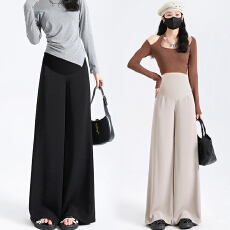 批发2026新款孕妇春秋时尚经典休闲阔腿瘦拖地裤高级感西装裤孕妇裤裙