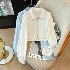 批发实拍夏季薄款烫钻拉链开衫防晒外套百搭时尚<b class='q'>潮</b>流短款上衣