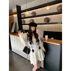 批发有货实拍  韩国<b class='q'>原</b>单设计感菱格羊毛混纺<b class='q'>连衣裙</b>