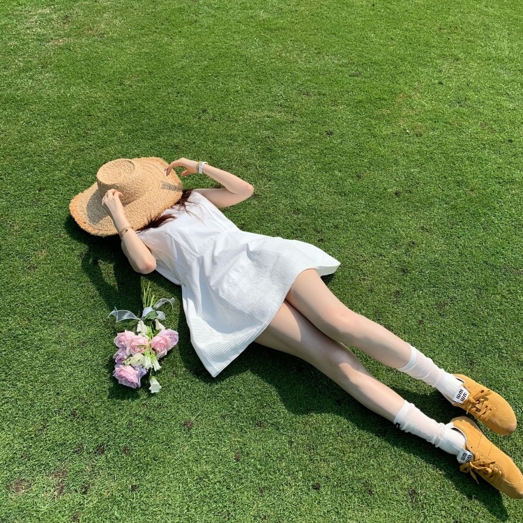 재고 있음 실사 한 부서 무거운 작업 명중 Pleat 베이비 칼라 조끼 원피스