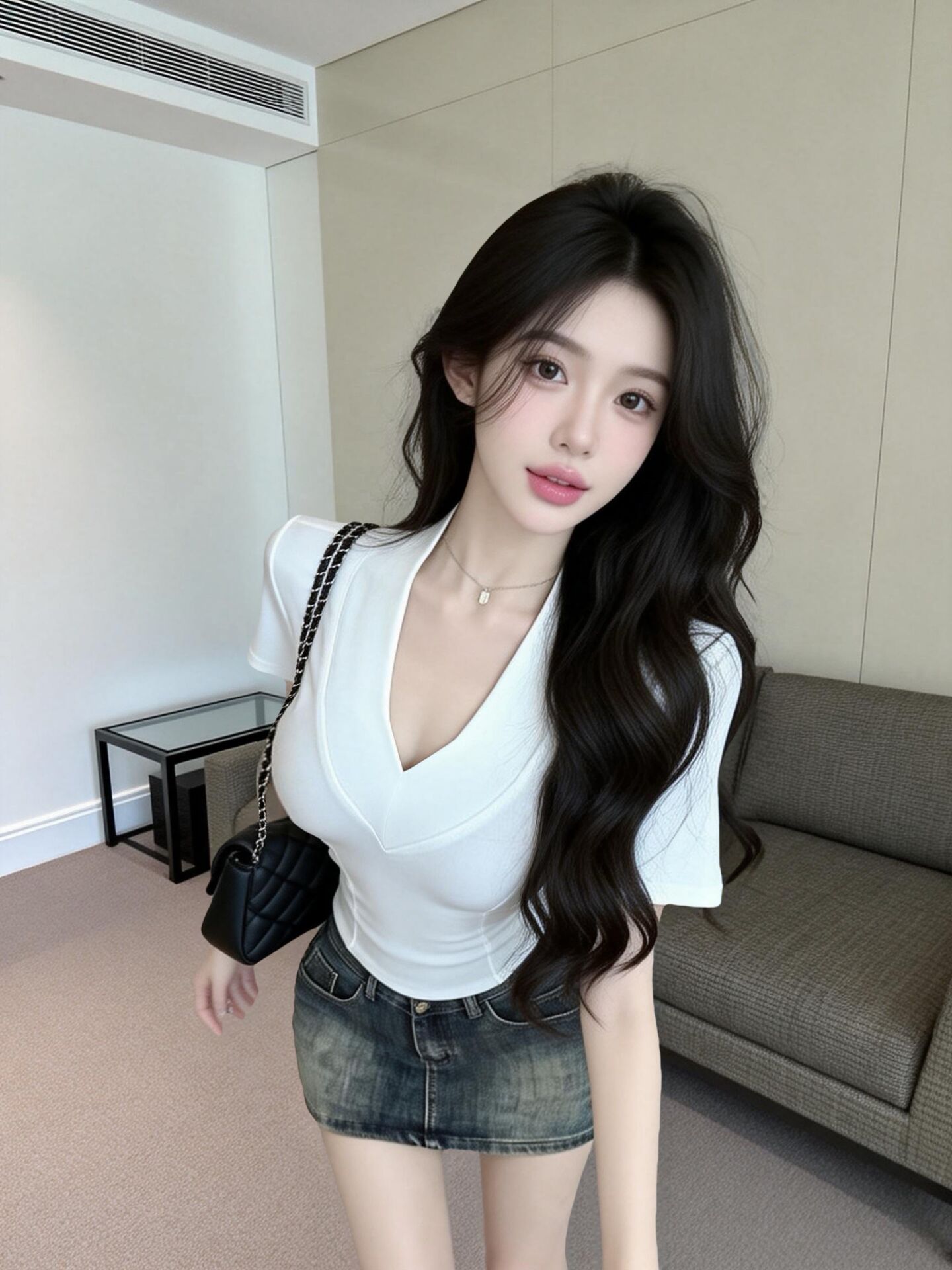 실사 새로운 몸매 가꾸기 다용도 V넥 허리 수축 반팔 티셔츠 맨위 여성