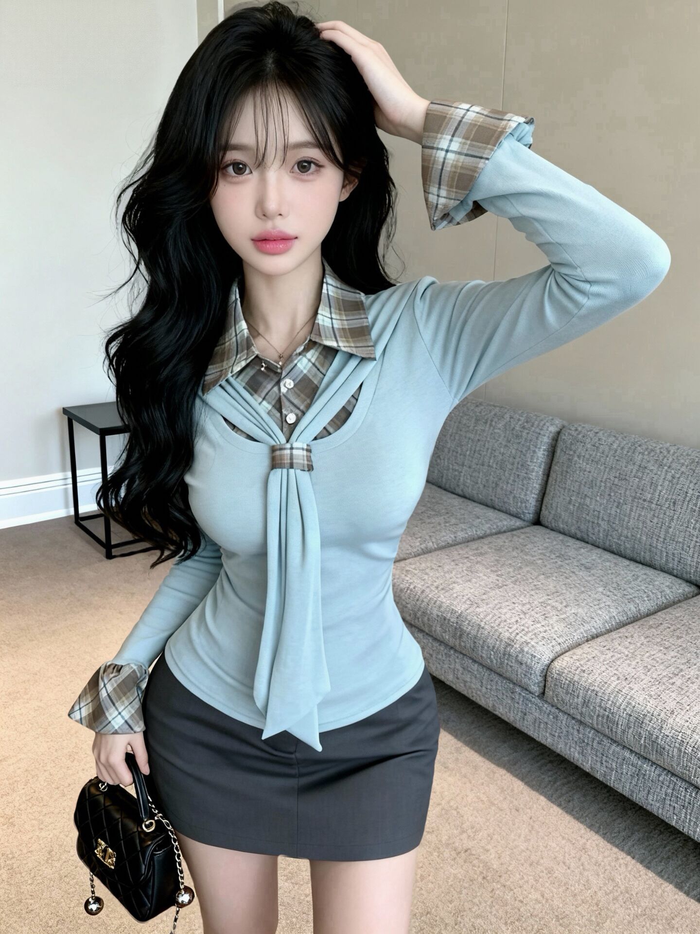 新款辣妹polo领独特设计感格...
