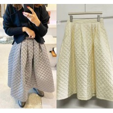 批发韩国格子夹棉半身裙<b class='q'>高腰</b>显瘦大摆蓬蓬a字伞裙休闲百搭复古棉裙