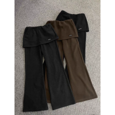 批发欧洲站2026新<b class='q'>设计</b>感假两件屁帘百搭显瘦加绒加厚羊绒裤微喇裤