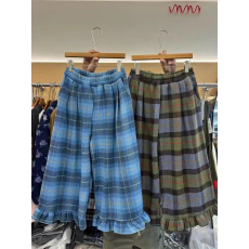 批发格子休闲裤2025冬新款韩版宽松百搭显瘦直筒阔腿裤<b class='q'>厚</b>款<b class='q'>七分裤</b>