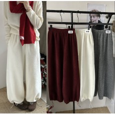 批发  冬季新款蕾丝网纱拼接高腰显瘦百搭休闲裤宽松阔腿长裤