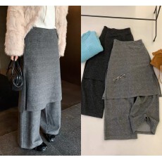 批发十三行2026<b class='q'>新款</b>超时髦屁帘裙<b class='q'>裤</b>女冬灰色毛呢阔腿长<b class='q'>裤</b>