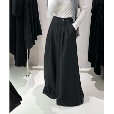 批发小众设计感<b class='q'>高腰</b>百搭显瘦加绒加厚呢料<b class='q'>阔腿裤</b>休闲裤