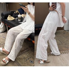 批发大码女装肥妹妹mm白色阔腿镂空夏季<b class='q'>高腰</b>宽松显瘦休闲<b class='q'>长裤</b>