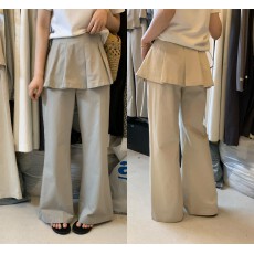 批发 稳居销量百褶屁帘裤假两件拼接压褶绑带设计显高显腿长休闲裤