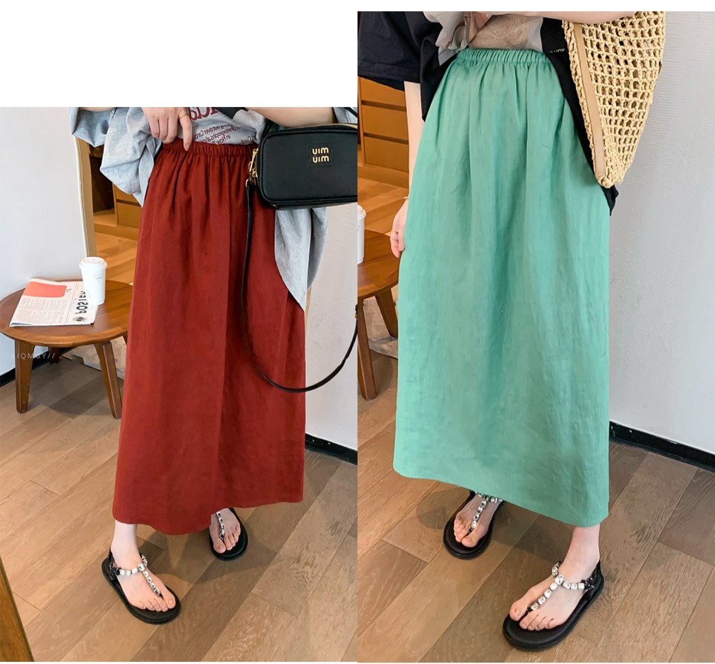 마 재료 트임 반신 스커트 여성 2026 여름 새로운 하이웨이스트 슬림해 보이는 롱 스커트